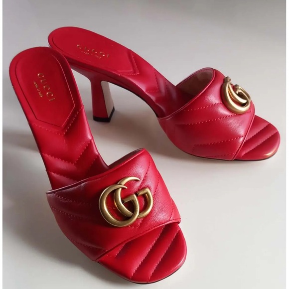 Gucci Marmont Leather Red Mules! - Picture 1 of 3
